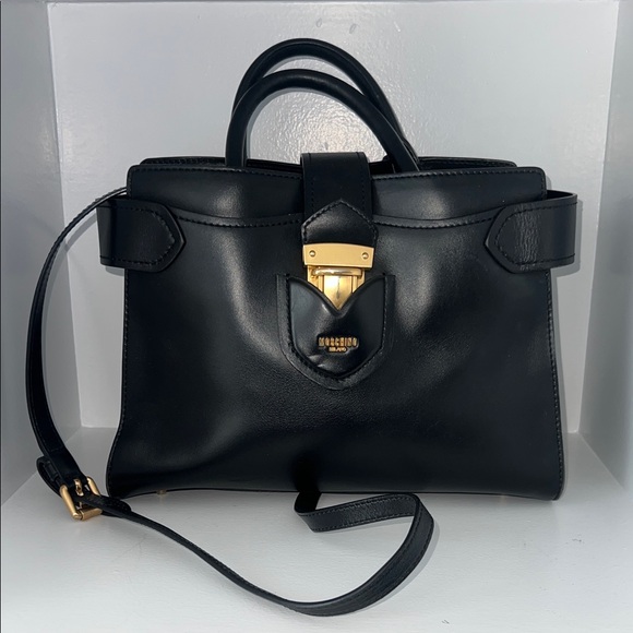 Moschino Handbags - Moschino Black Satchel with Gold Accents